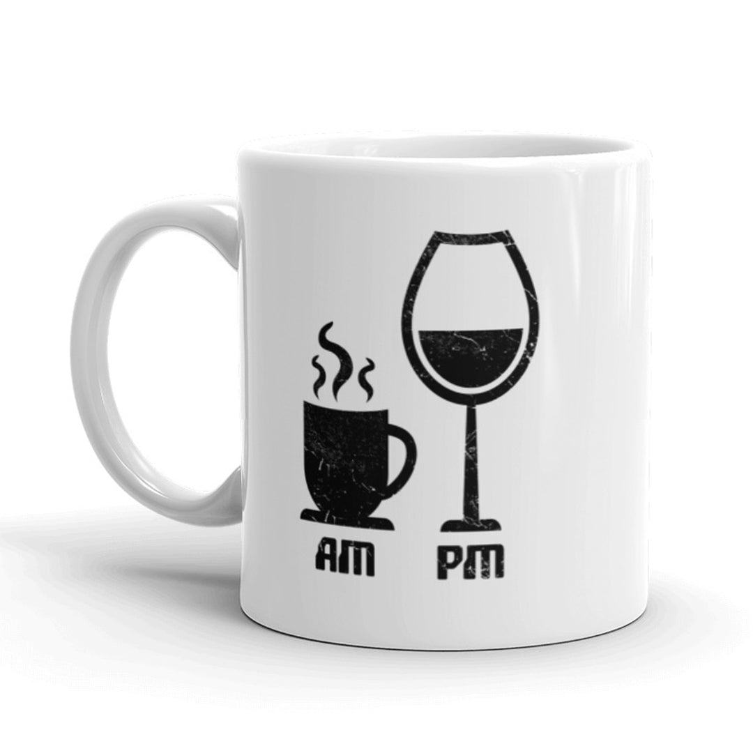 Funny White AM Coffee PM Wine Coffee Coffee Mug Nerdy Tee