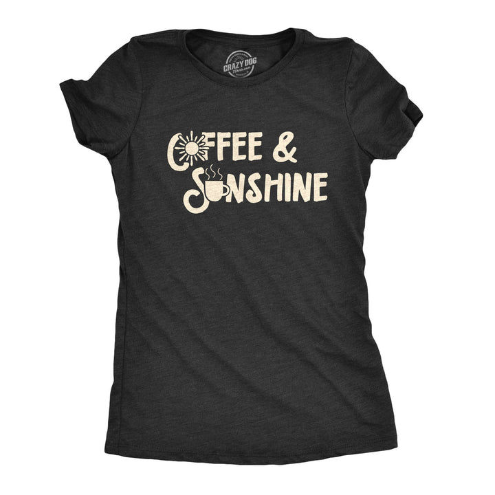 Funny Heather Black Coffee And Sunshine Womens T Shirt Nerdy Coffee Vacation Tee