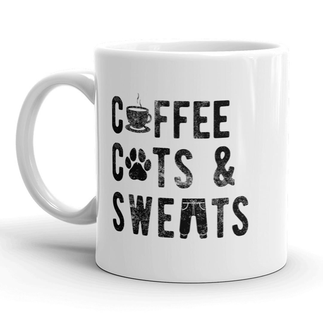 Funny White Coffee Cats And Sweats Coffee Mug Nerdy cat Tee