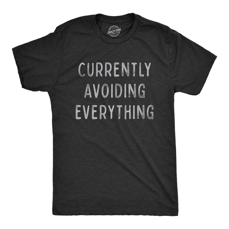 Funny Heather Black Currently Avoiding Everything Mens T Shirt Nerdy Introvert Tee