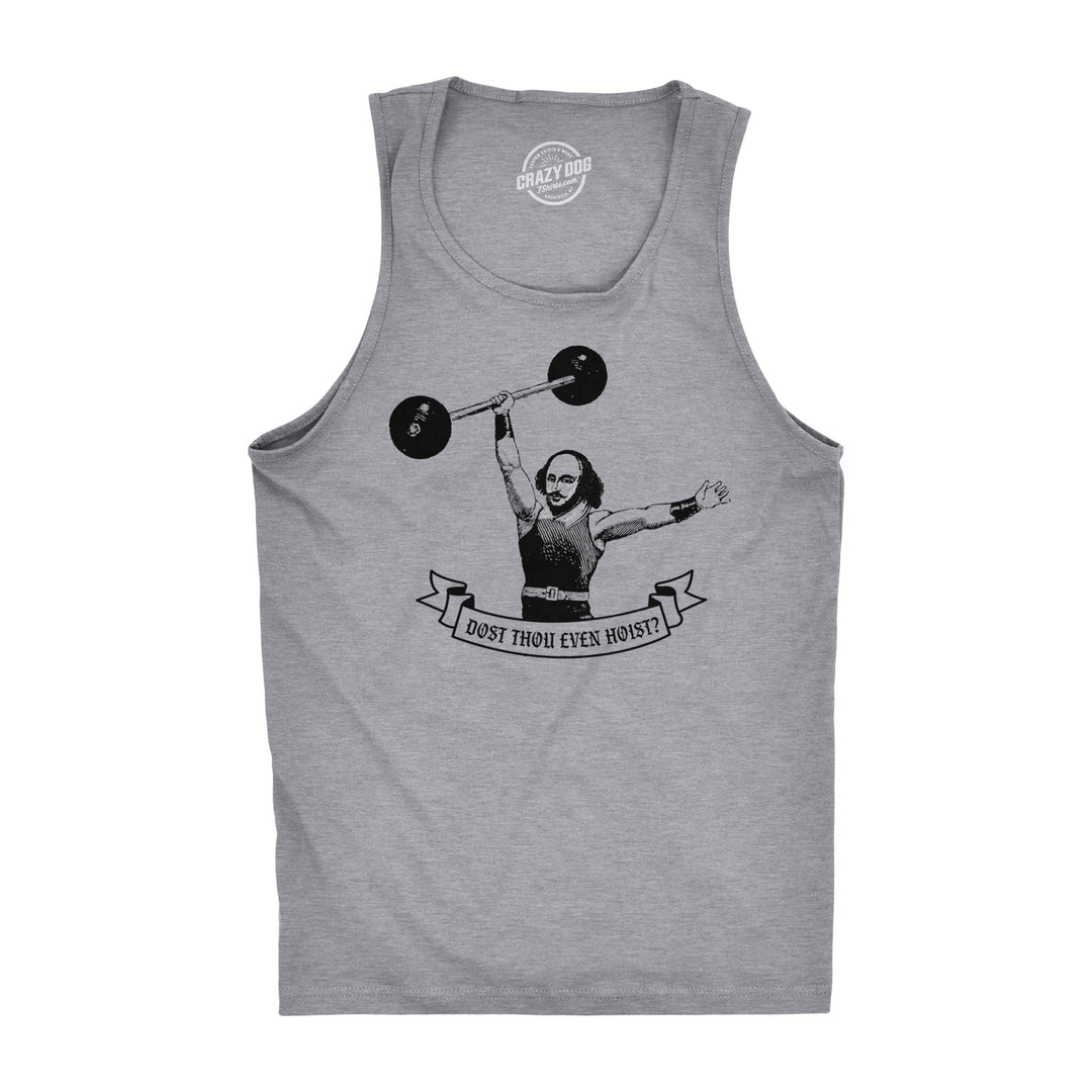 Funny Light Heather Grey - Thou Hoist Dost Thou Even Hoist? Mens Tank Top Nerdy Fitness Tee