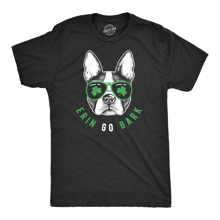 Funny Heather Black Erin Go Bark Mens T Shirt Nerdy Saint Patrick's Day Dog Tee