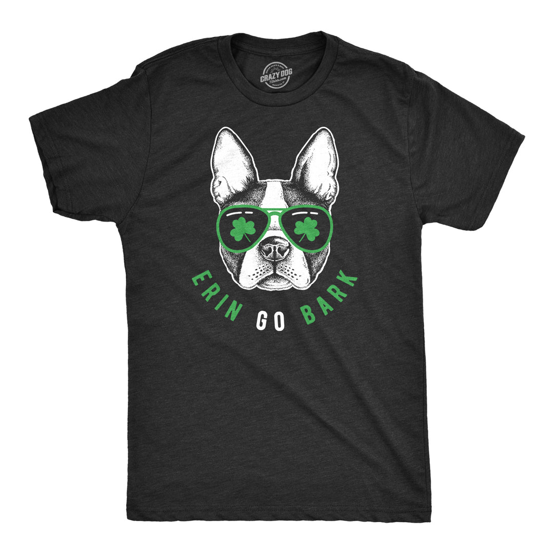 Funny Heather Black Erin Go Bark Mens T Shirt Nerdy Dog Tee