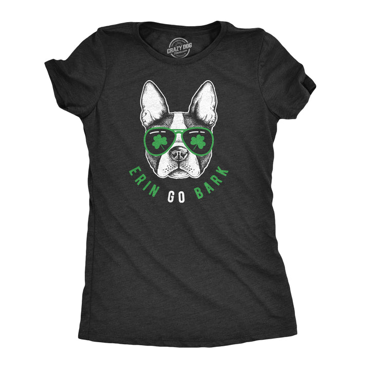 Funny Black Erin Go Bark Womens T Shirt Nerdy Saint Patrick's Day Dog Tee