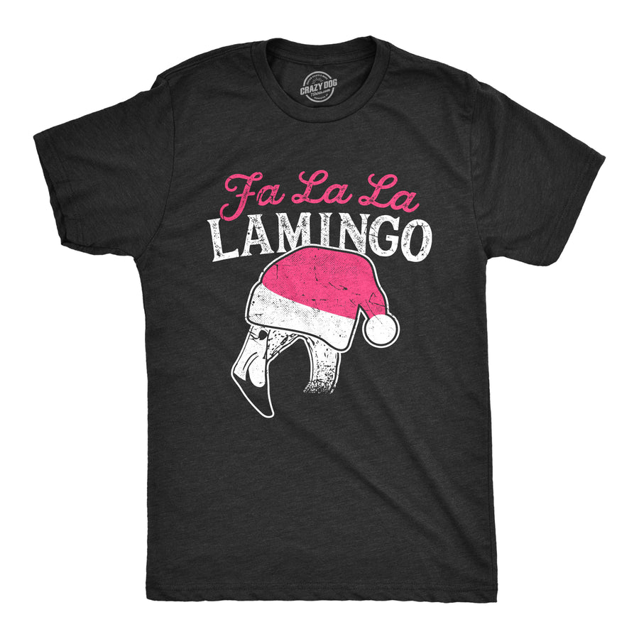 Funny Heather Black Fa La La Lamingo Mens T Shirt Nerdy Christmas Tee