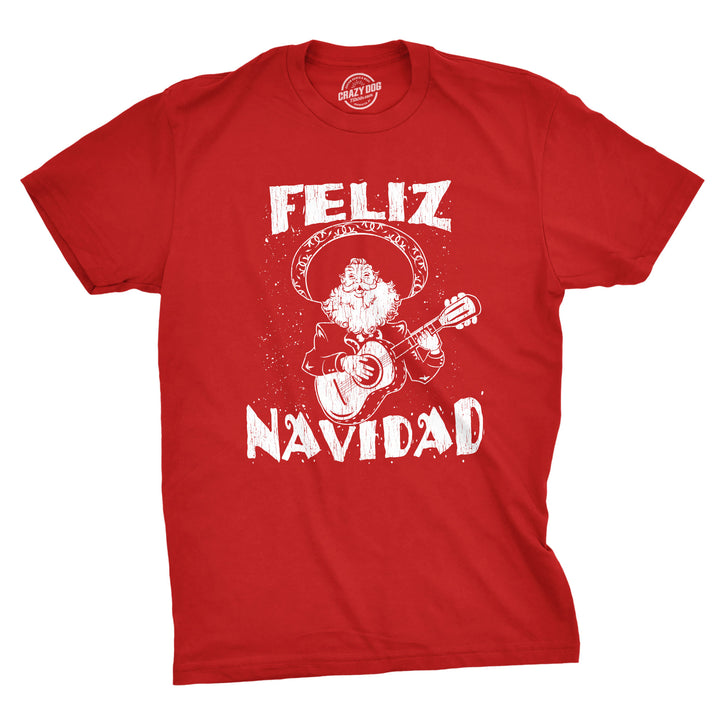 Funny Red Feliz Navidad Mens T Shirt Nerdy Christmas Cinco De Mayo Music Tee