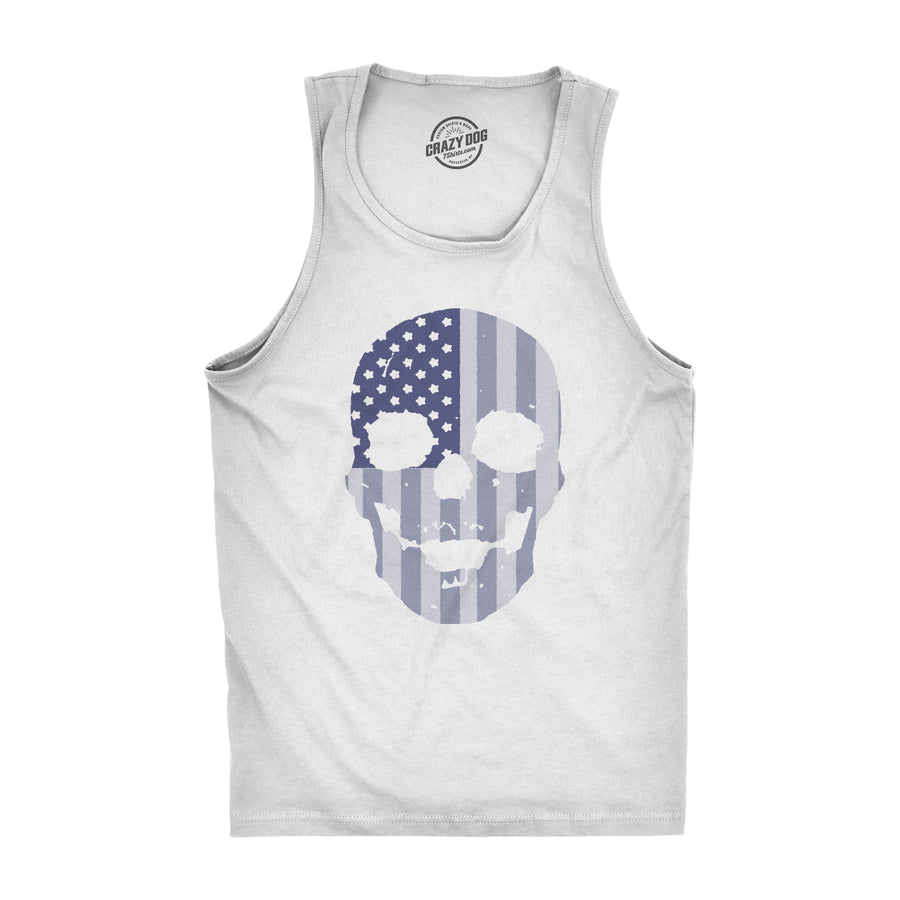 Funny White Flag Skull Mens Tank Top Nerdy Fourth of July Political Tee