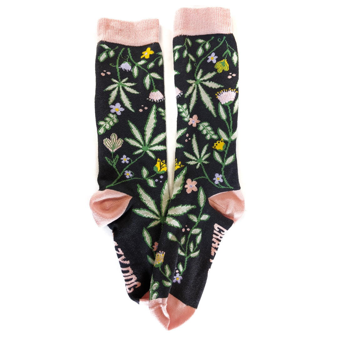 Women Flowers And Weed Socks