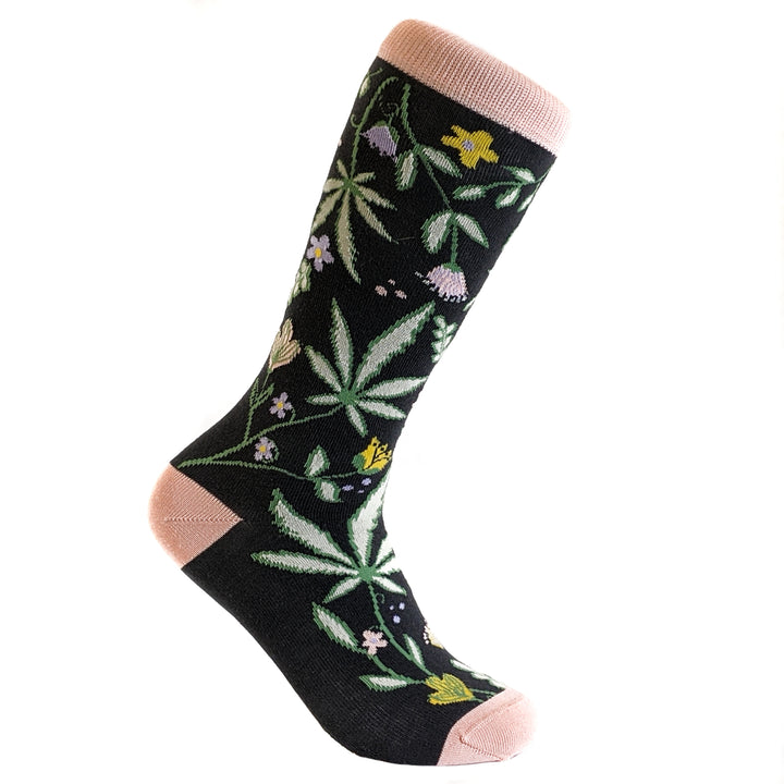 Women Flowers And Weed Socks