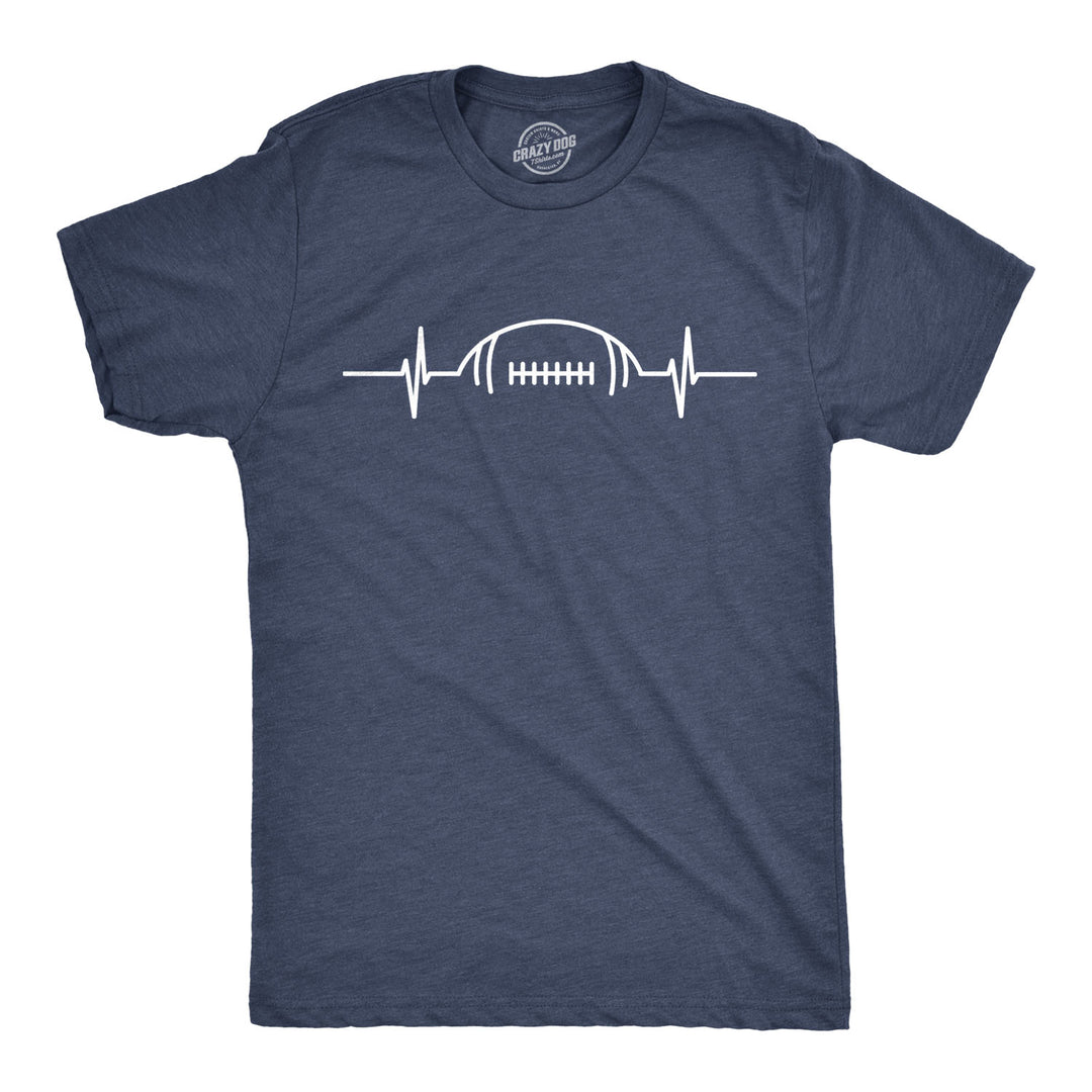 Funny Heather Navy - Football EKG Football Heart Rate Mens T Shirt Nerdy Football Tee