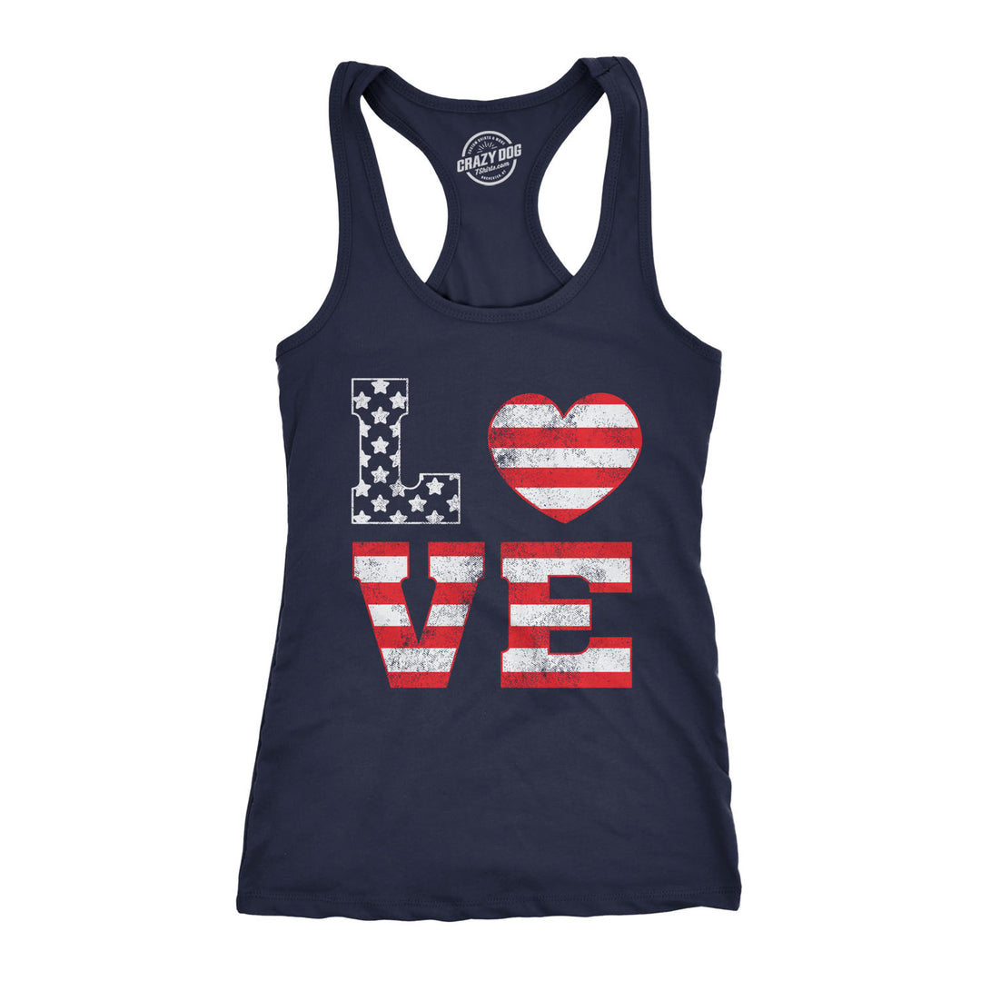 Funny Navy Love American Flag Womens Tank Top Nerdy Fourth of July Tee