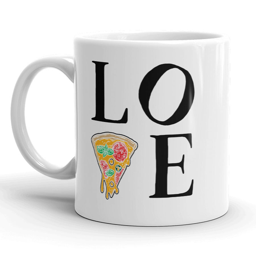 Funny White Love Pizza Coffee Mug Nerdy food Tee