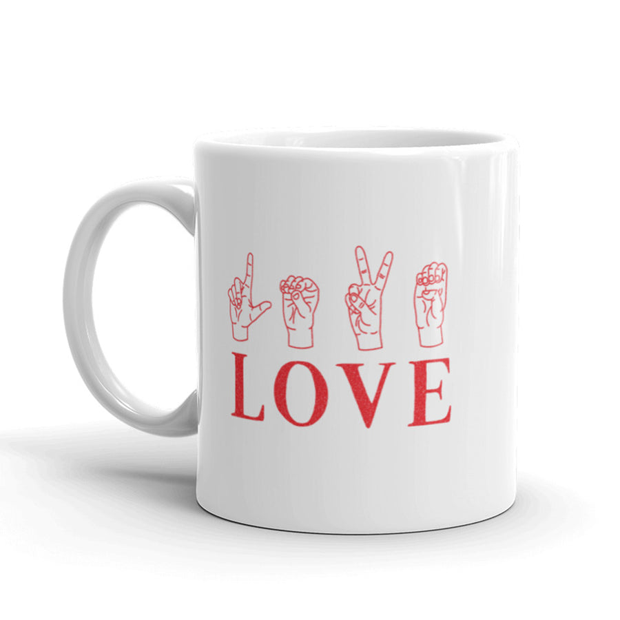 Funny White Love Sign Language Coffee Mug Nerdy Tee