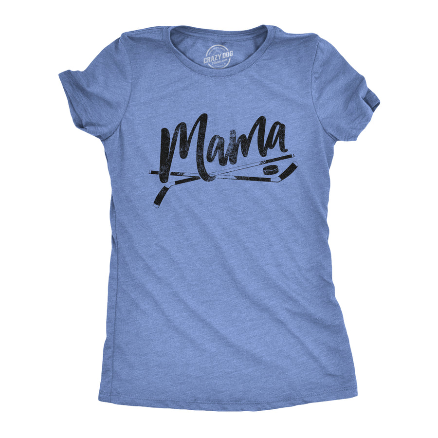 Funny Heather Royal Hockey Mama Womens T Shirt Nerdy Mother's Day Hockey Tee