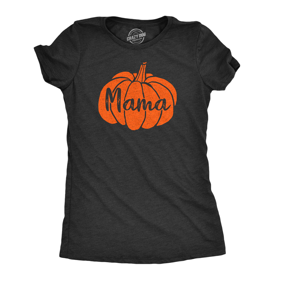 Funny Heather Black Mama Pumpkin Womens T Shirt Nerdy Halloween Mother's Day Tee