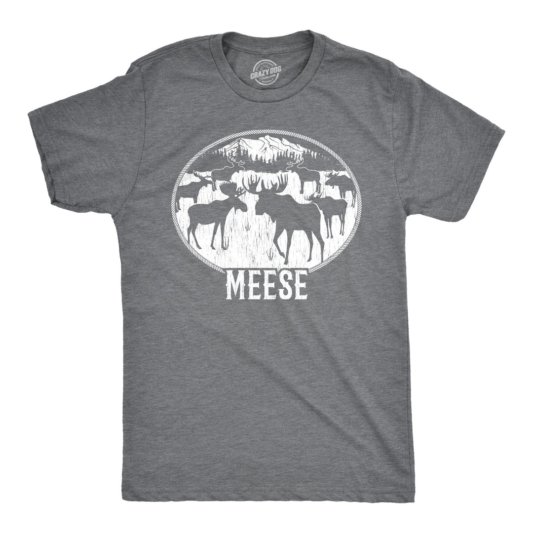 Funny Dark Heather Grey Meese Mens T Shirt Nerdy Camping Hunting Tee