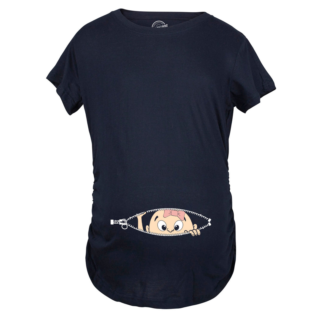 Peeking Caucasian Baby Girl Maternity T Shirt