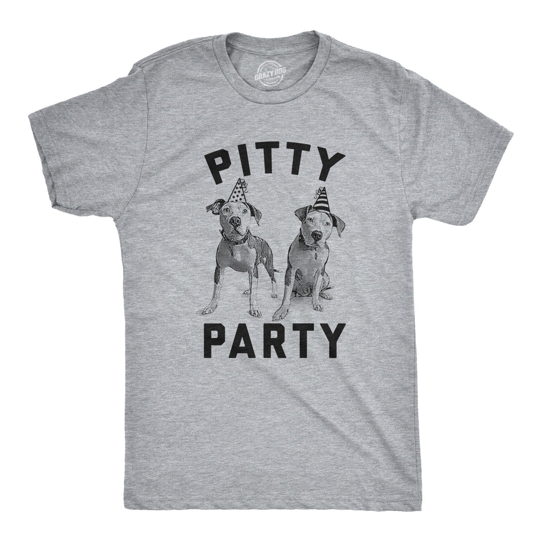 Funny Light Heather Grey Pitty Party Mens T Shirt Nerdy Dog Tee