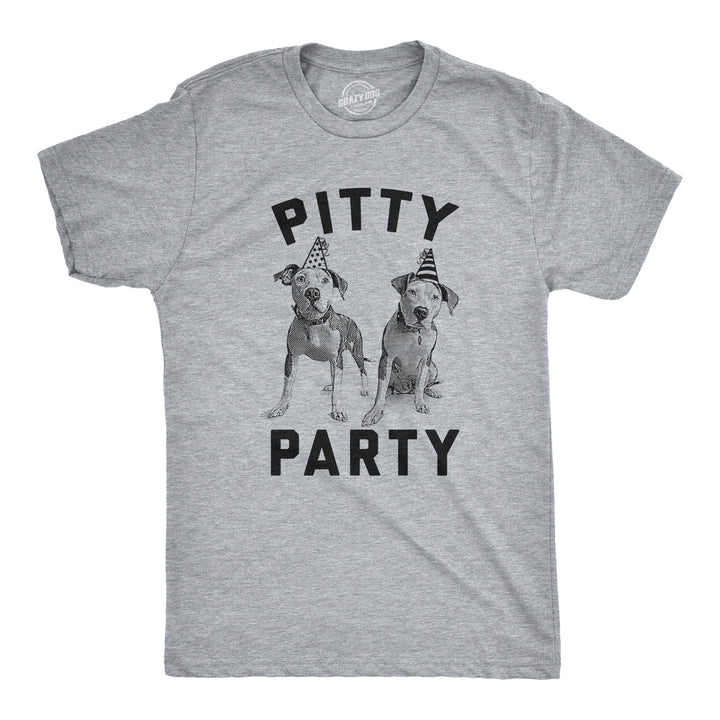 Funny Light Heather Grey Pitty Party Mens T Shirt Nerdy Dog Tee