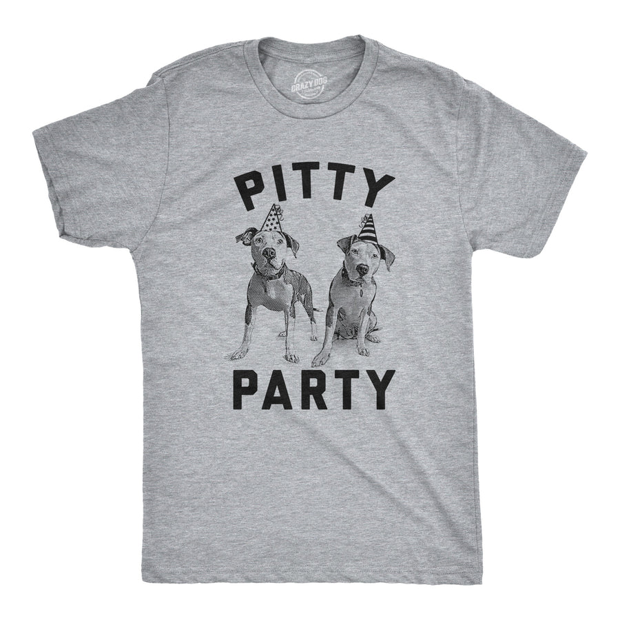 Funny Light Heather Grey Pitty Party Mens T Shirt Nerdy Dog Tee