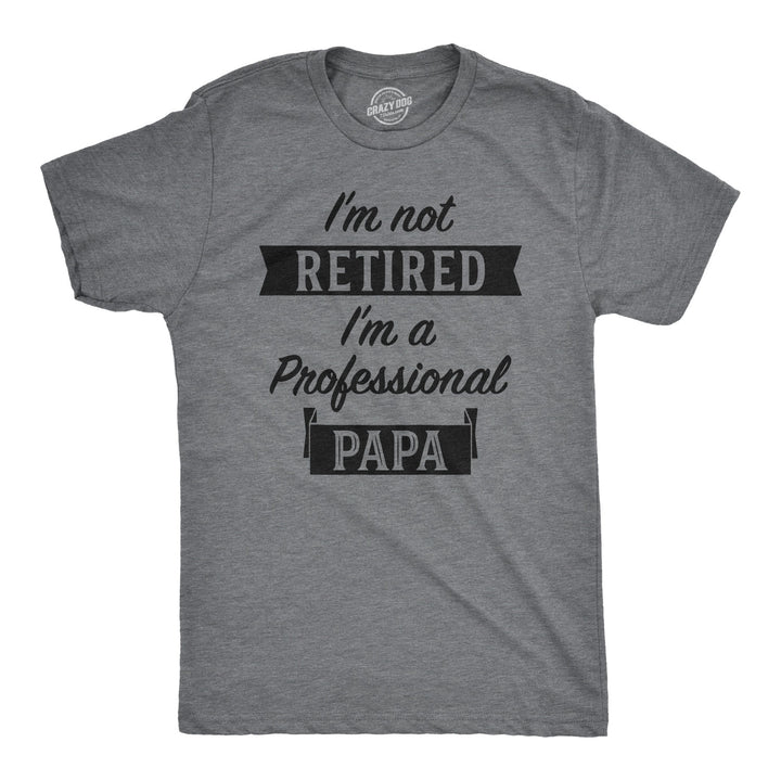 Funny Dark Heather Grey I'm Not Retired I'm A Professional Papa Mens T Shirt Nerdy Father's Day Office Grandfather Tee