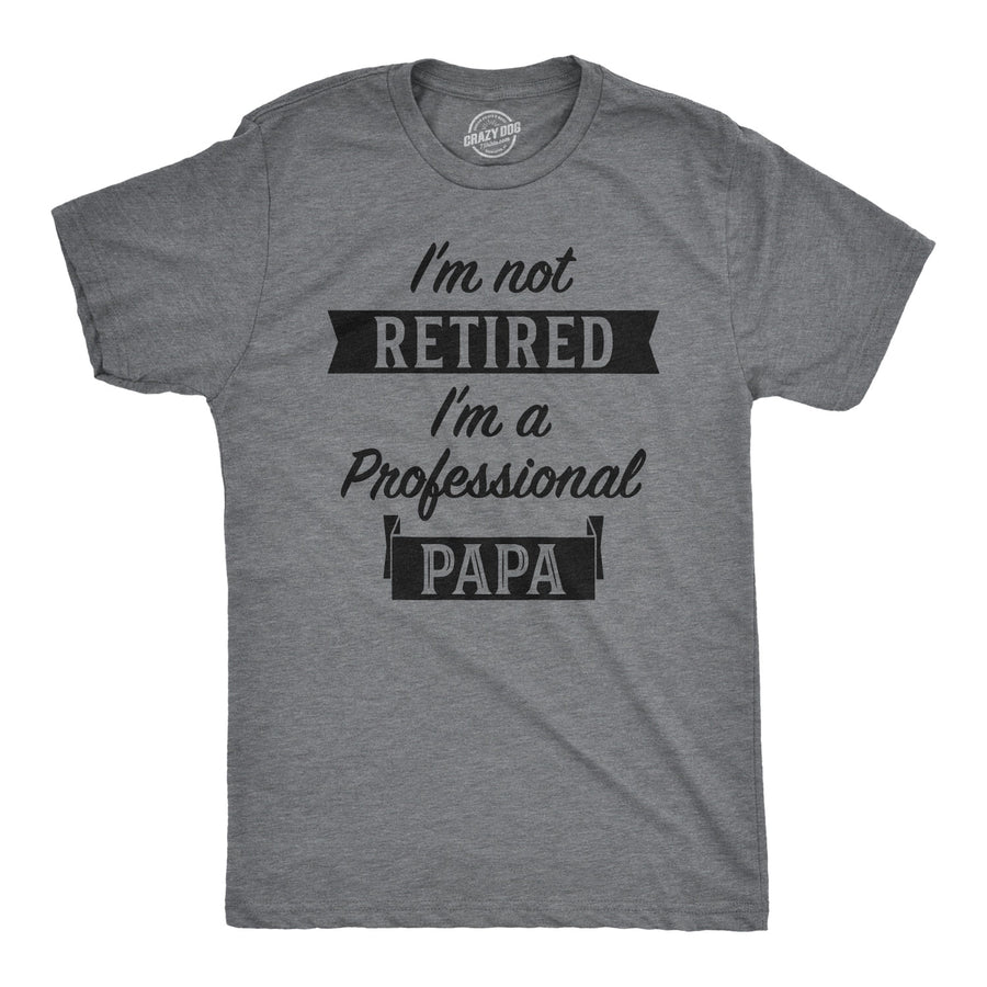 Funny Dark Heather Grey I'm Not Retired I'm A Professional Papa Mens T Shirt Nerdy Father's Day Office Grandfather Tee