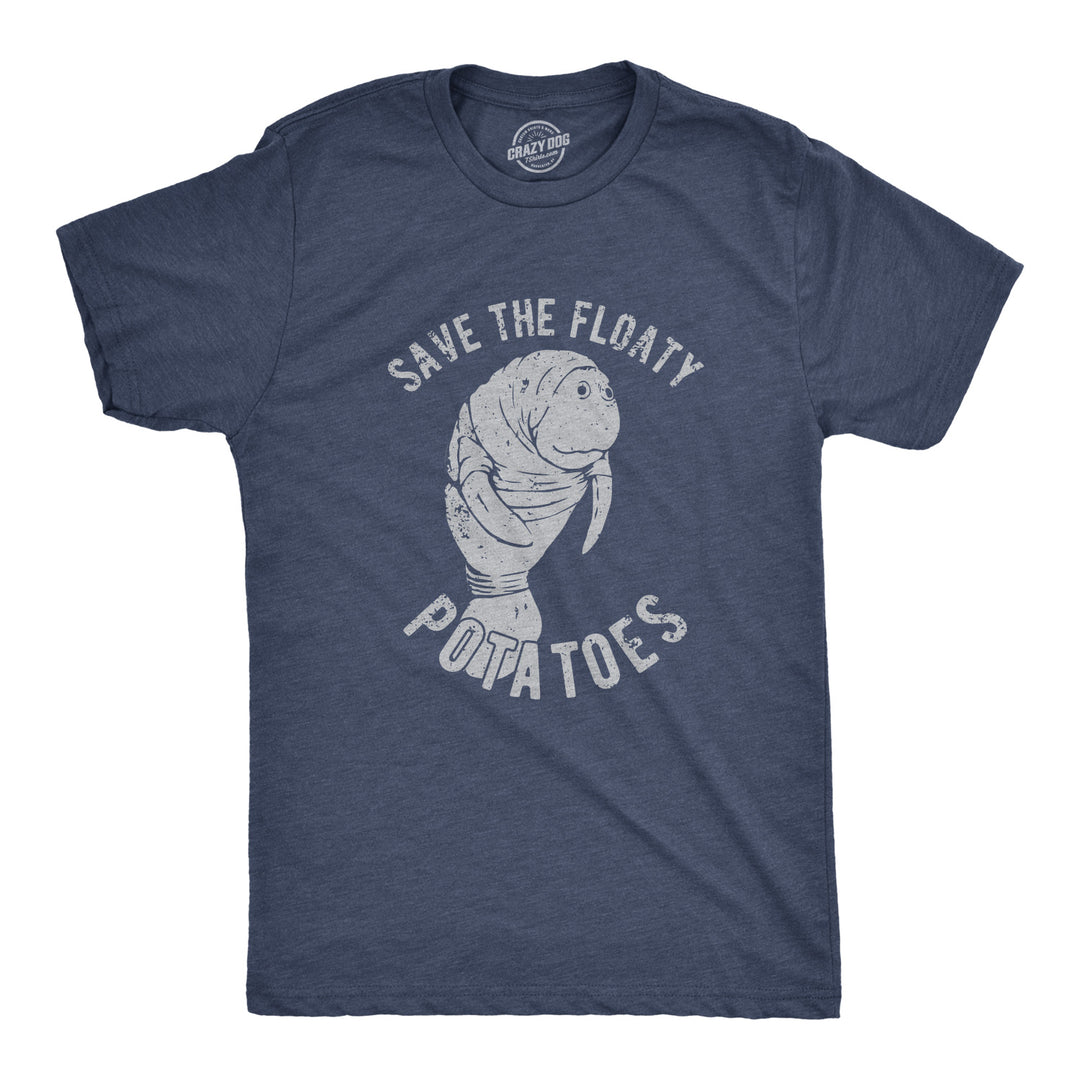 Funny Heather Navy Save The Floaty Potatoes Mens T Shirt Nerdy Animal Tee