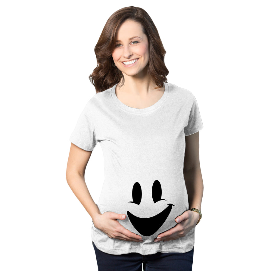 Funny White - Smiling Ghost Smiling Ghost Maternity T Shirt Nerdy Halloween Tee