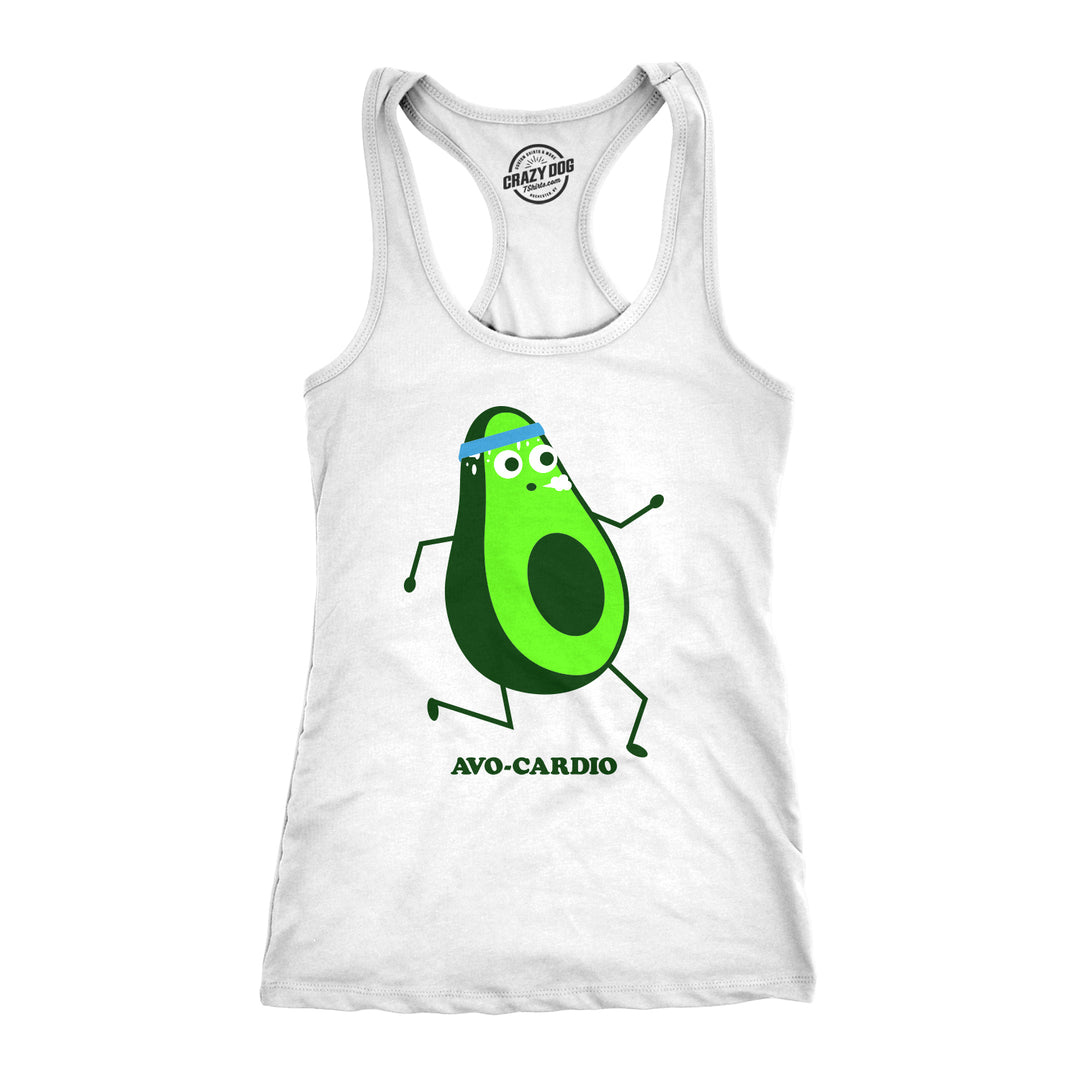 Funny White Avocardio Womens Tank Top Nerdy Cinco De Mayo Fitness Food Tee