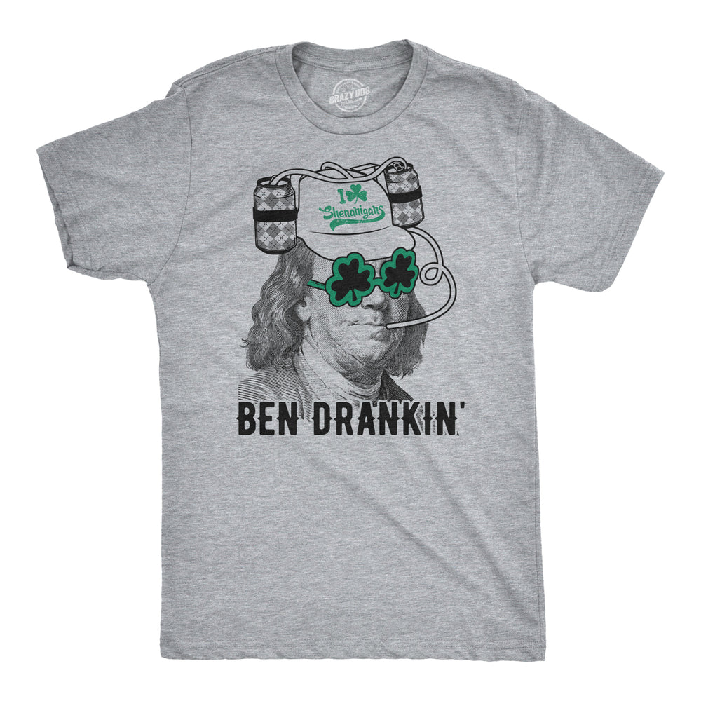 Funny Light Heather Grey - Ben Drankin Mens T Shirt Nerdy Saint Patrick's Day Beer Drinking Political Tee