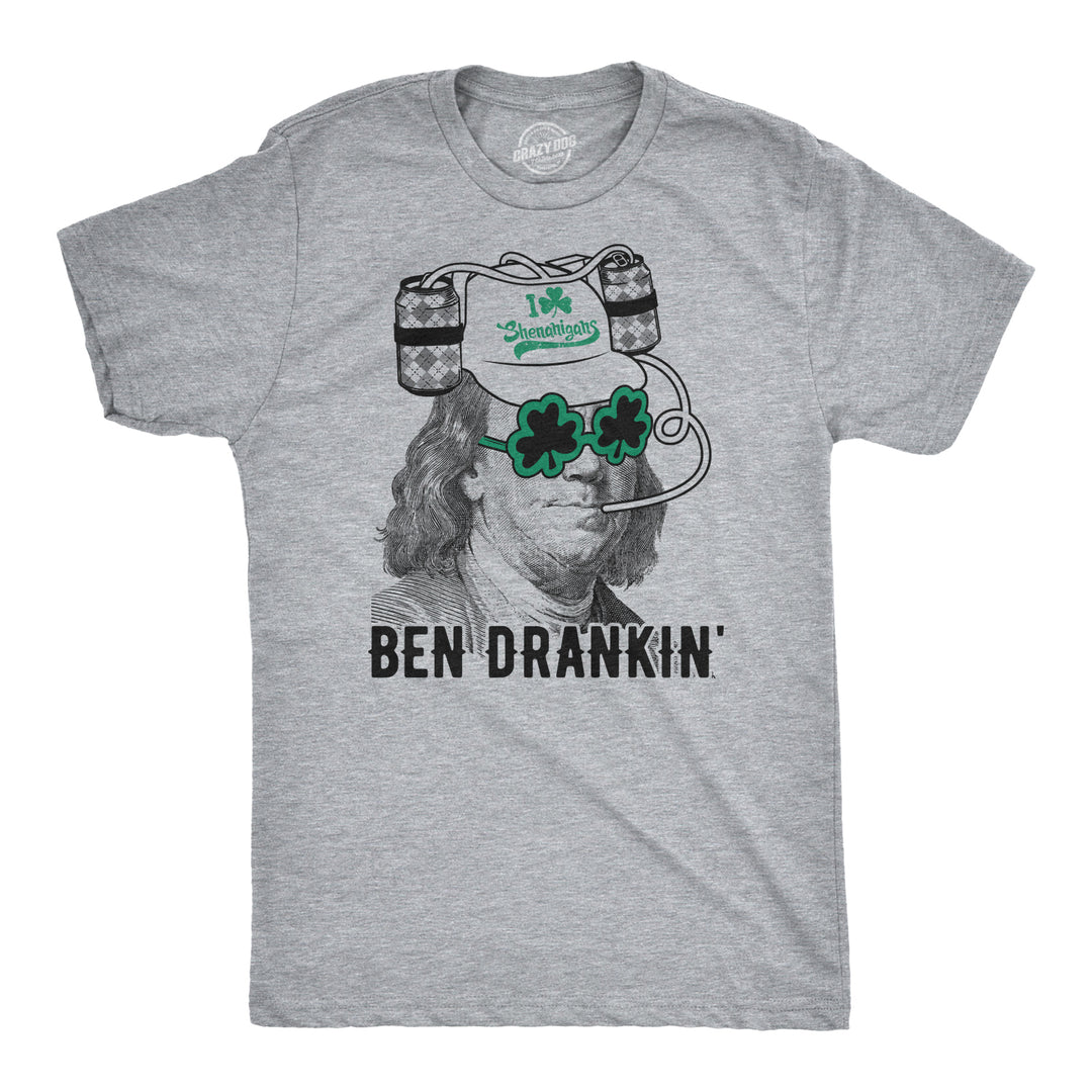 Funny Light Heather Grey - Ben Drankin Ben Drankin' St. Patrick's Day Mens T Shirt Nerdy Saint Patrick's Day Beer Drinking Political Tee