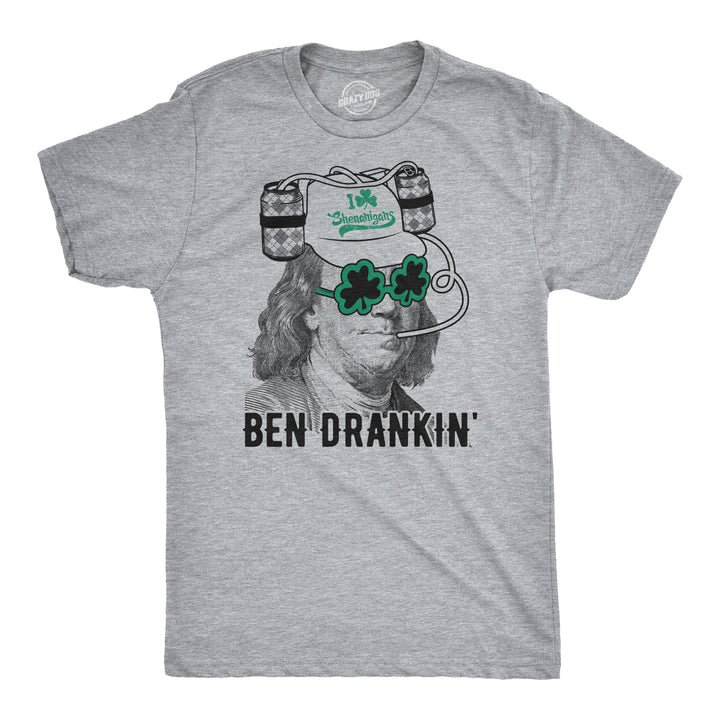 Funny Light Heather Grey - Ben Drankin Ben Drankin' St. Patrick's Day Mens T Shirt Nerdy Saint Patrick's Day Beer Drinking Political Tee