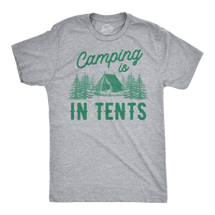 Funny Light Heather Grey Mens T Shirt Nerdy Camping retro Tee