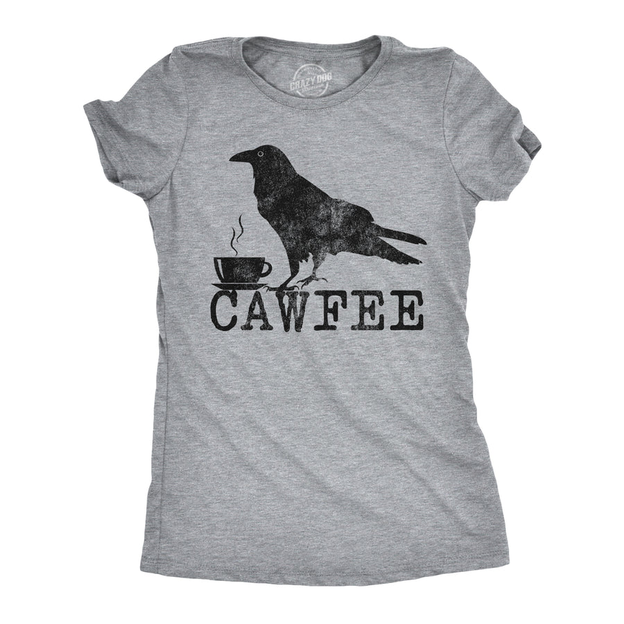 Funny Light Heather Grey Cawfee Womens T Shirt Nerdy Coffee Tee