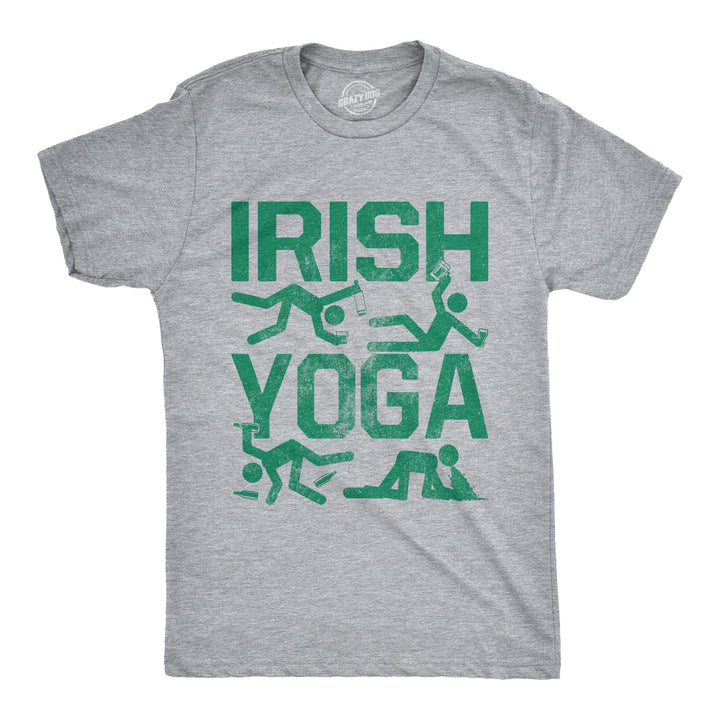 Funny Light Heather Grey Irish Yoga Mens T Shirt Nerdy Saint Patrick's Day Drinking Sarcastic Tee