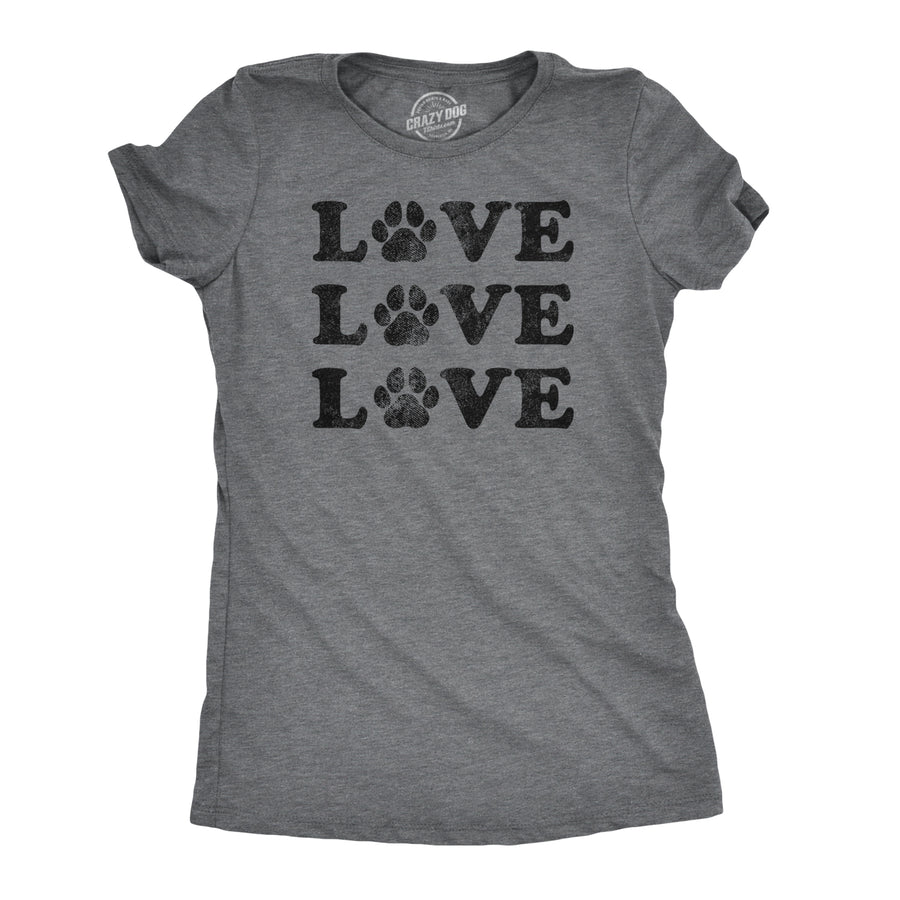 Funny Dark Heather Grey Love 3 Paws Womens T Shirt Nerdy Valentine's Day Dog Tee