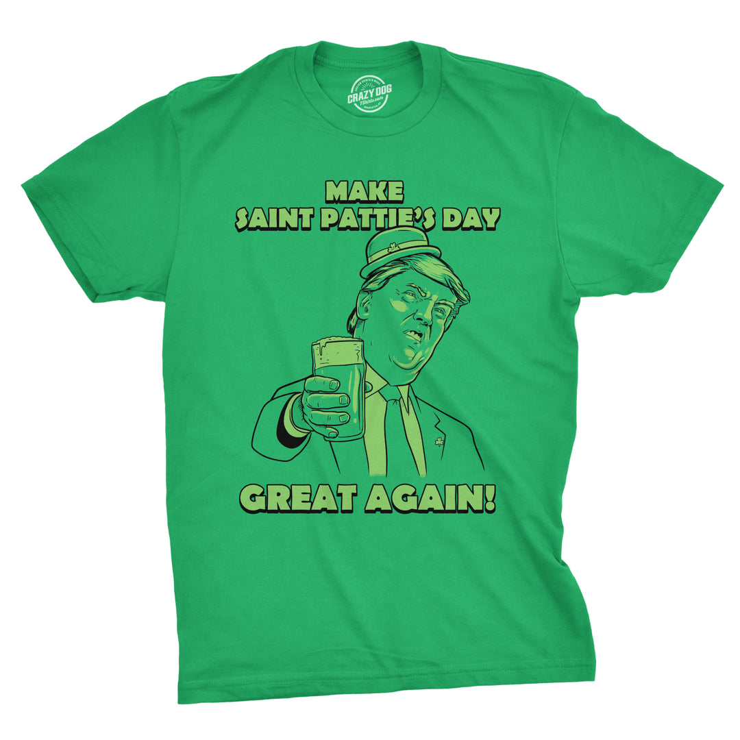 Funny Make St. Pattie's Day Great Again Mens T Shirt Nerdy Saint Patrick's Day Drinking Political Tee