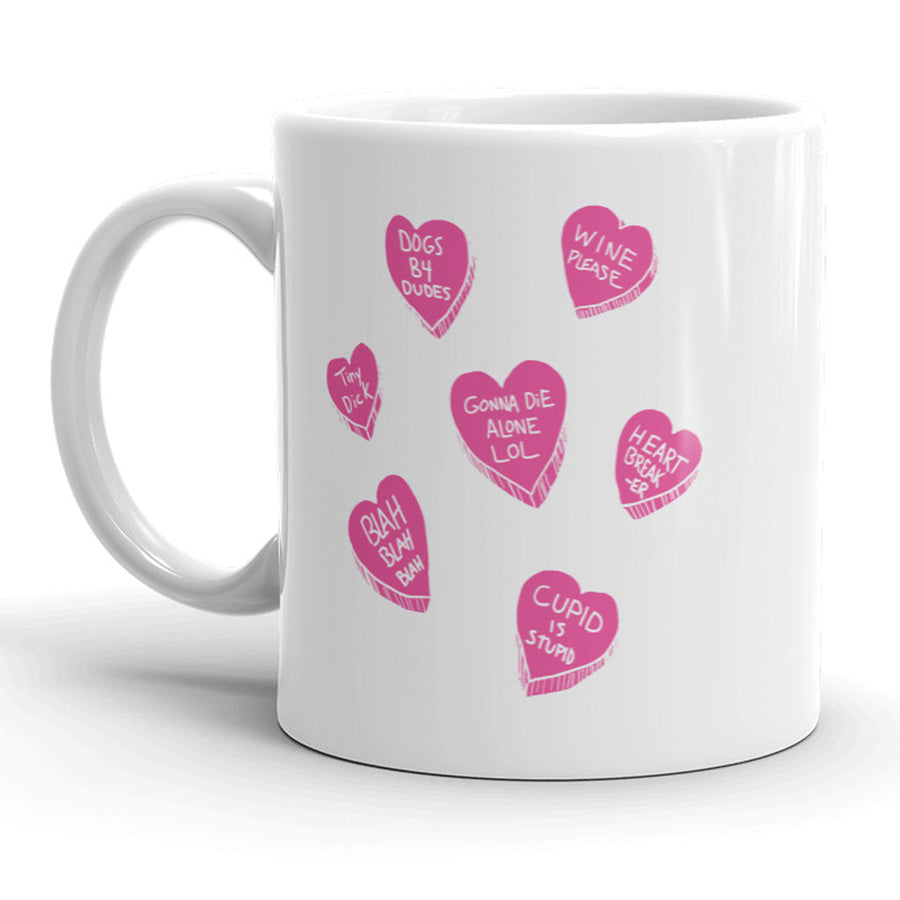 Funny White Offensive Candy Hearts Coffee Mug Nerdy Valentine's Day Tee