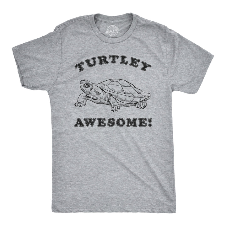 Funny Light Heather Grey Turtley Awesome Mens T Shirt Nerdy animal Tee