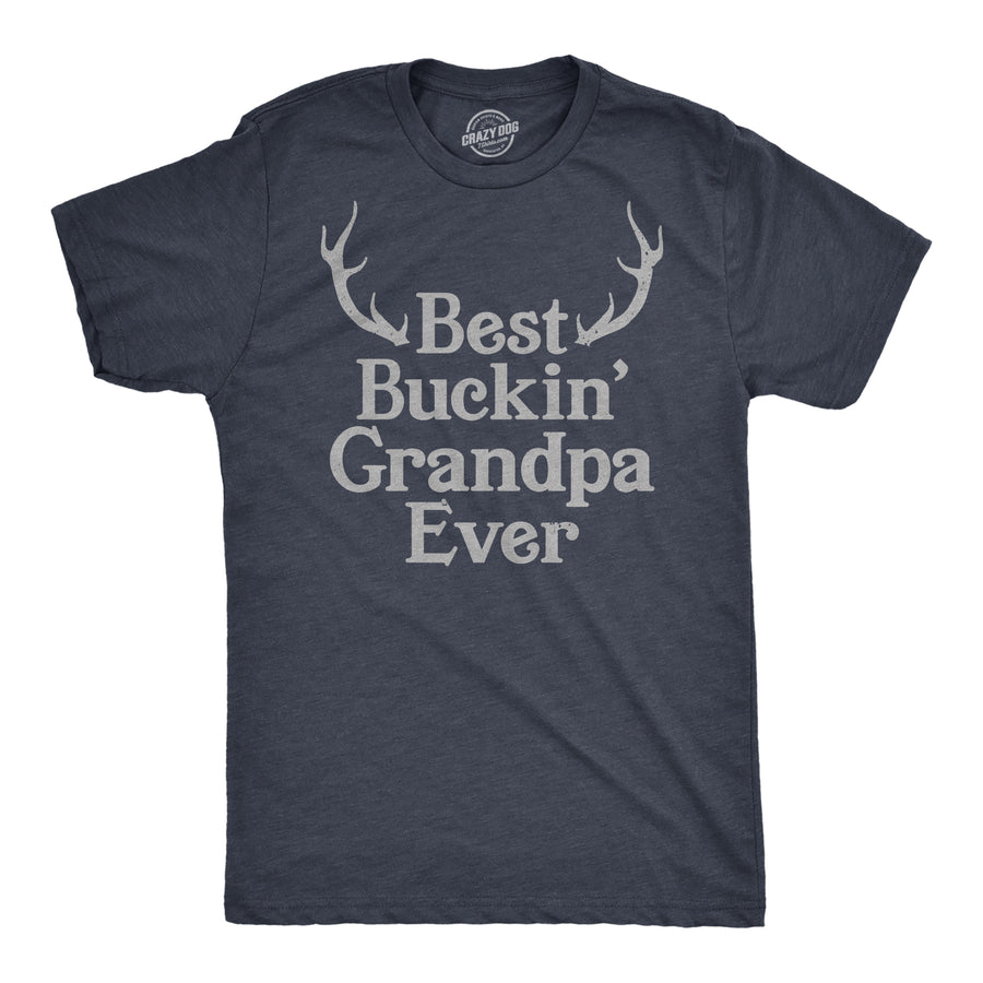 Funny Heather Navy Best Buckin' Grandpa Mens T Shirt Nerdy Father's Day Hunting Tee