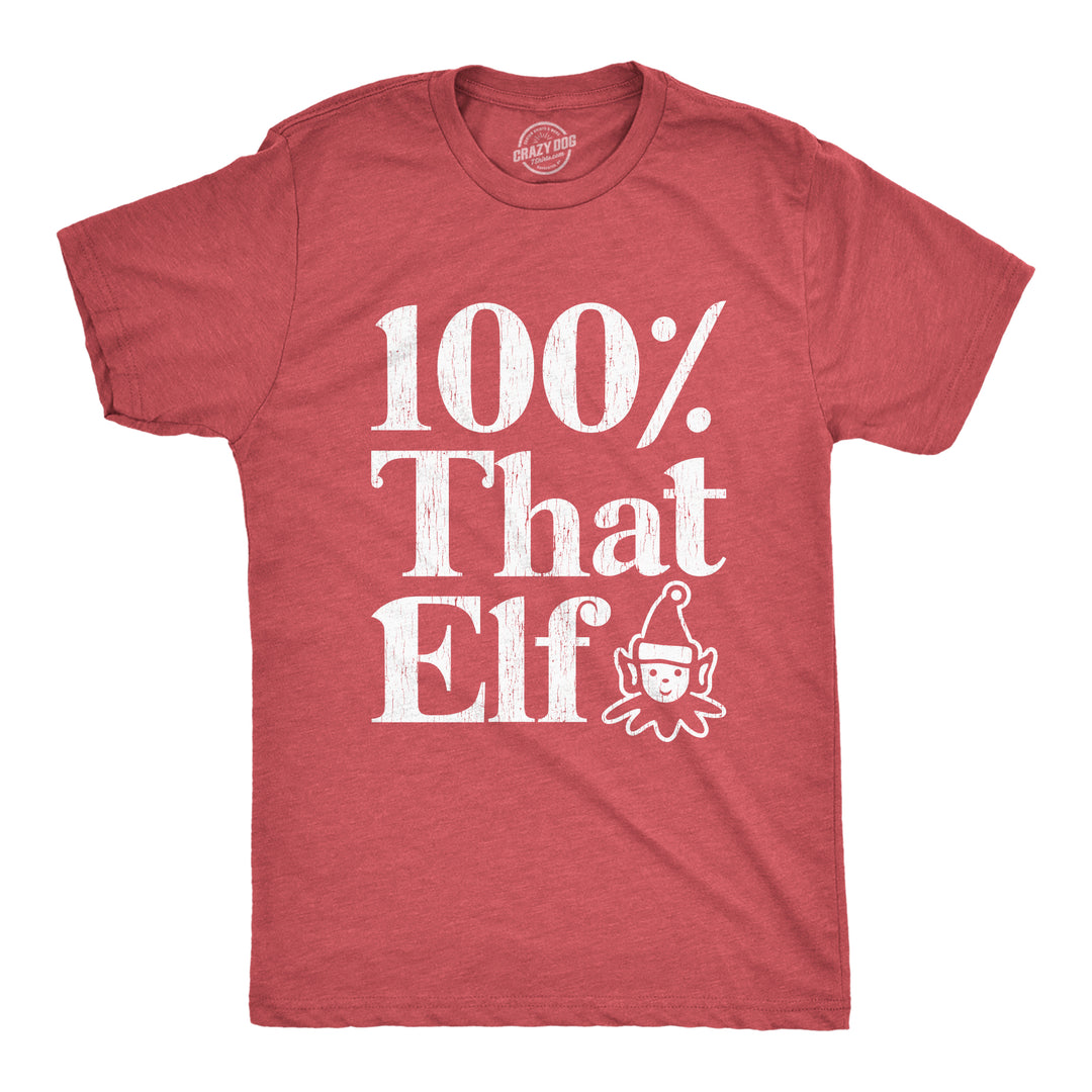 Funny Heather Red 100% That Elf Mens T Shirt Nerdy Christmas Tee