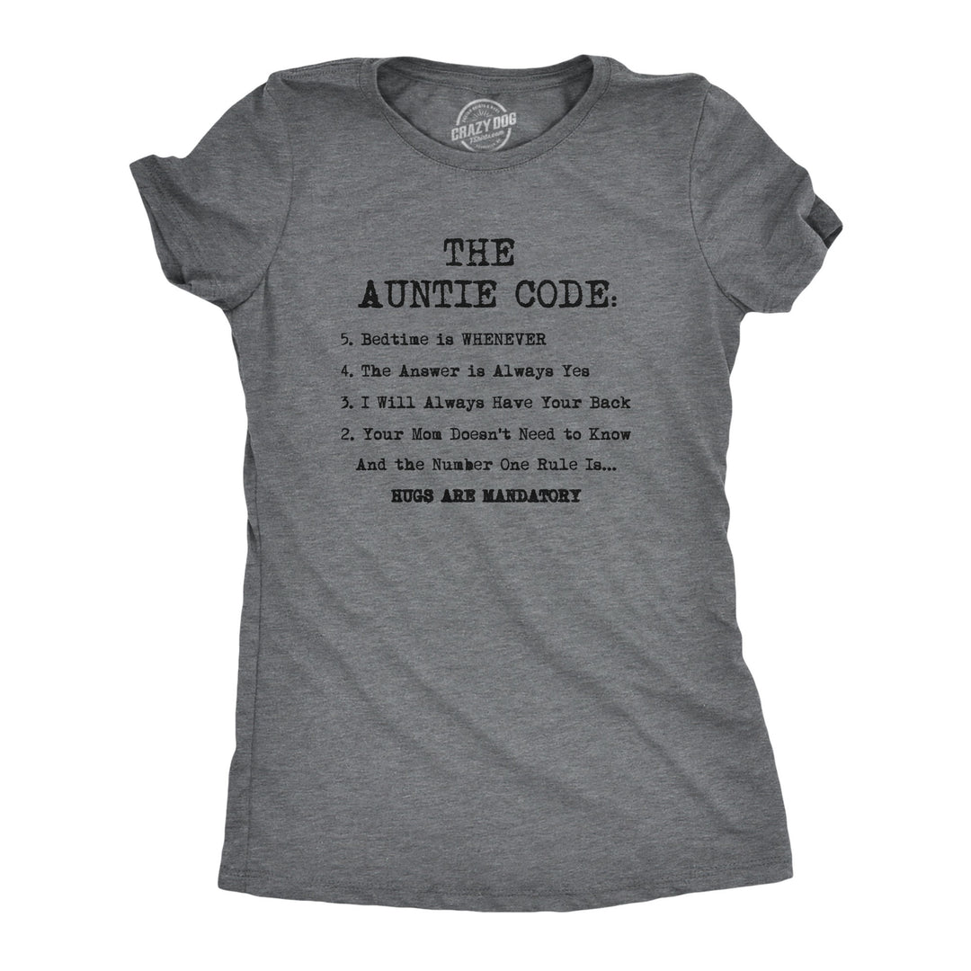 Funny Dark Heather Grey Auntie Code Womens T Shirt Nerdy Aunt Tee