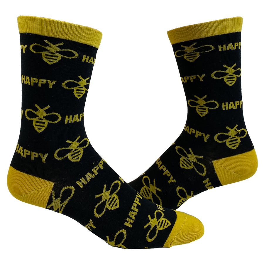 Funny Bee Happy Womens Bee Happy Sock Nerdy Animal Motivational Tee