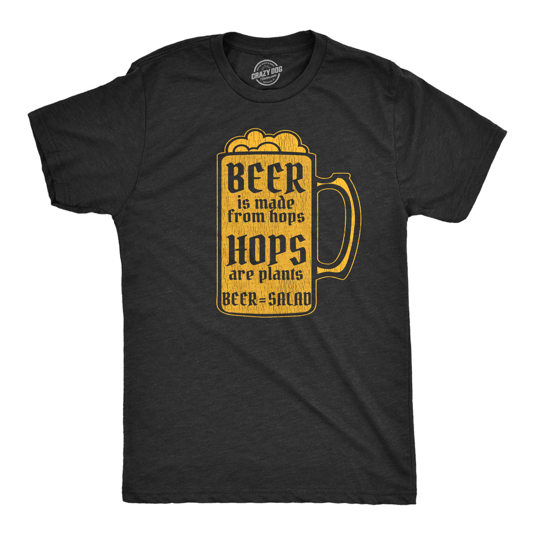 Funny Heather Black Beer Equals Salad Mens T Shirt Nerdy Beer Drinking Tee