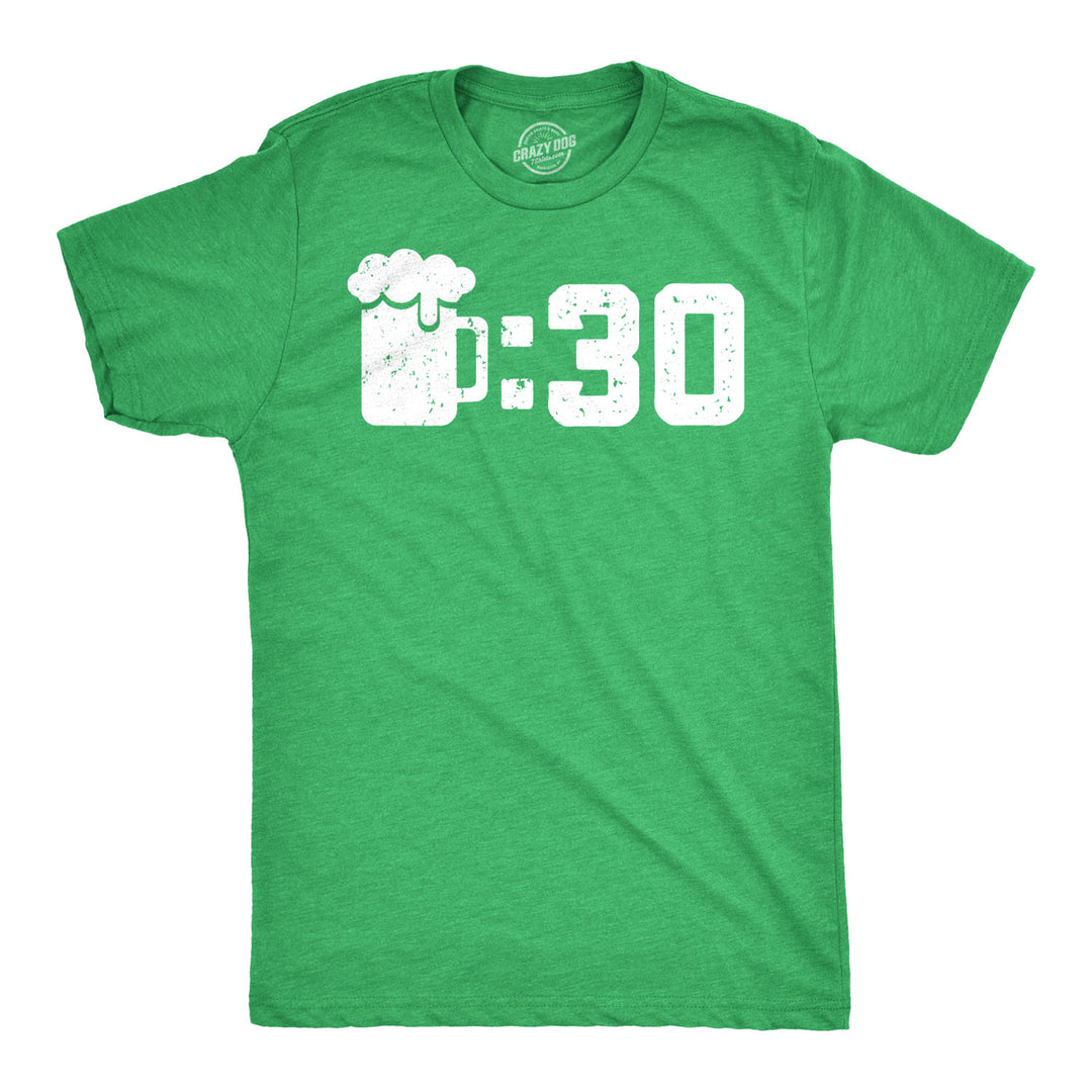 Funny Heather Green Beer Thirty Mens T Shirt Nerdy Saint Patrick's Day Drinking Beer Tee