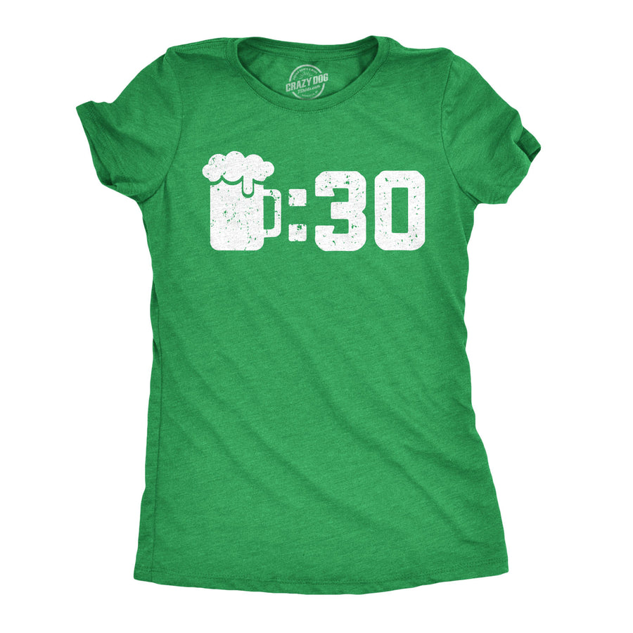 Funny Heather Green Beer Thirty Womens T Shirt Nerdy Saint Patrick's Day Drinking Beer Tee