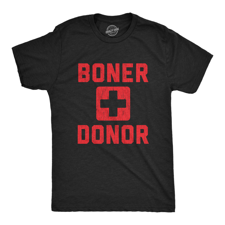 Funny Heather Black Boner Donor Mens T Shirt Nerdy Sex Tee