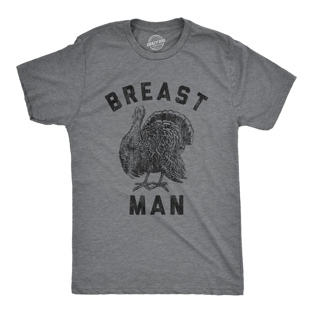 Funny Dark Heather Grey Breast Man Mens T Shirt Nerdy Thanksigiving Sex Tee