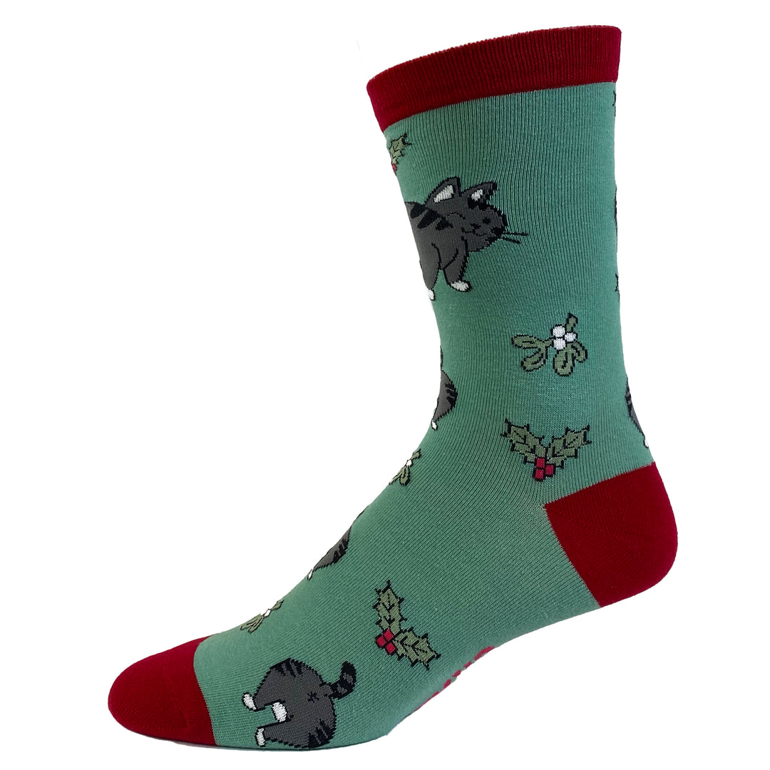 Womens Cat Butt Mistletoe Socks