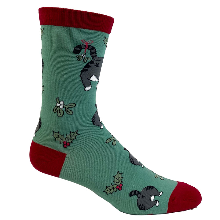 Womens Cat Butt Mistletoe Socks